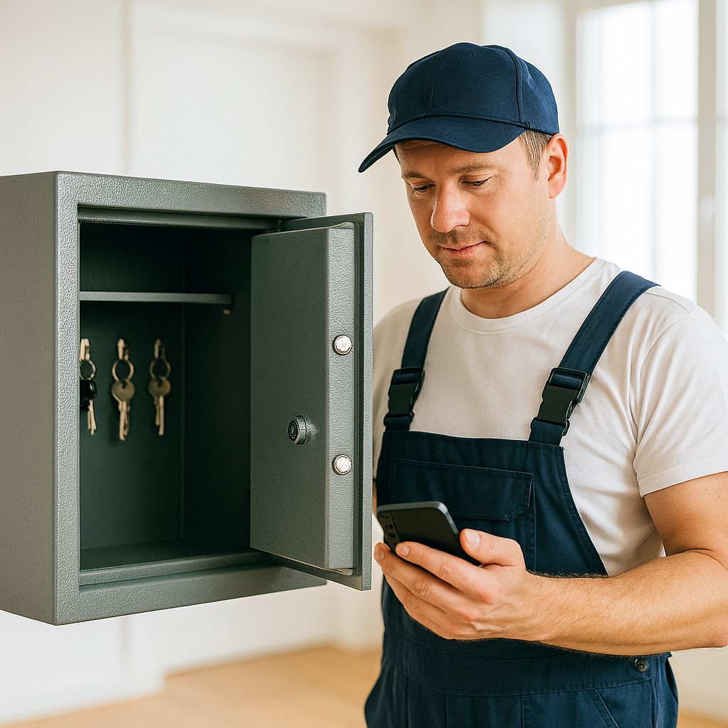 Palomies avaa ovea hätätilanteessa e-ohjaimen avulla.